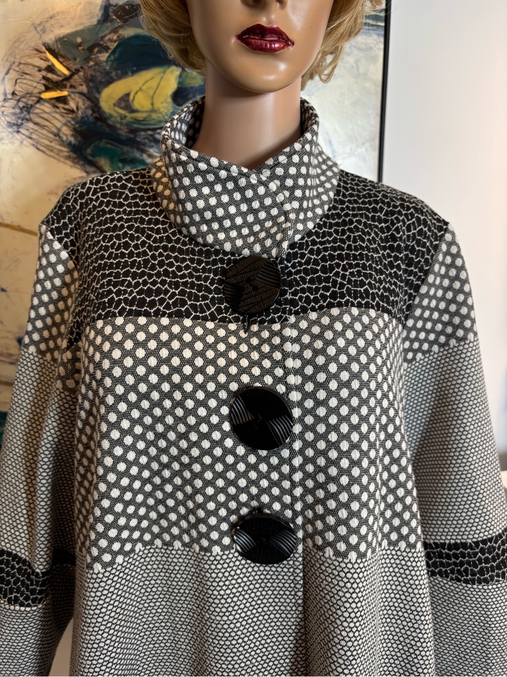 Joseph Ribkoff Black and White Patterned Jacket R1 - Picture 4 of 15